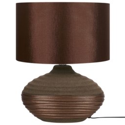 Tischlampe Braun und Gold Porzellanfuß Stoffschirm langes Kabel mit Schalter Modern Glamourös