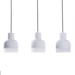 Hängeleuchte Grau Beton 3-flammig mit Schirmen in Glockenform für Esszimmertisch Industrie Look