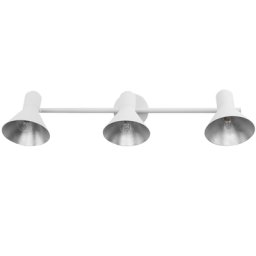 Wandleuchte Weiß und Silber Metall lang 3-flammig verstallbar Trichterform Industrie Look Moderne Deckenleuchte