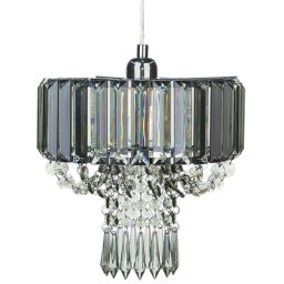 Kronleuchter Grau rauchig Eisen mit Kristallen aus Acrylglas Glamour Stil
