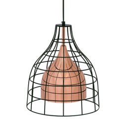 Hängeleuchte Kupfer Metall Schirm mit Gitter in Schwarz Glockenform Industrie Look für Wohnzimmer Schlafzimmer Esszimmer Kücheninsel