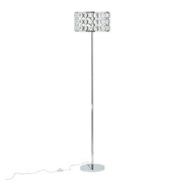 Stehlampe Silber Metall 160 cm Schirm mit Kristallen aus Acrylglas langes Kabel mit Schalter Moderner Glamouröser Stil