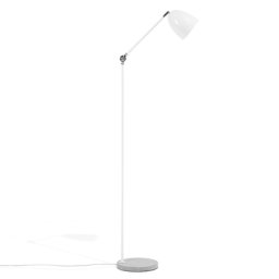 Stehlampe Weiß Metall 164 cm Betonfuß Arm und Schirm verstellbar langes Kabel mit Schalter Industrie Look