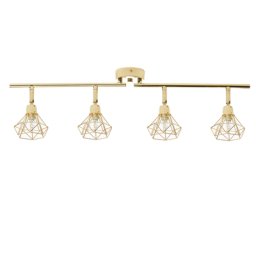 Deckenleuchte Gold Metall 4-flammig verstallbar Diamant Form Industrie Look Moderne Wandlampe