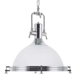 Hängeleuchte Silber Metall mit Glasschirm in Glockenform Industrie Look
