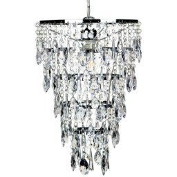 Kronleuchter Silber Eisen mit Kristallen aus Acrylglas Wasserfalloptik Glamour Stil