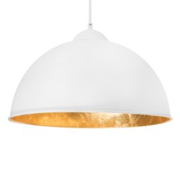 Hängeleuchte Weiß und Gold Metall Halbkugel Industrie Look für Wohn- Schlaf- und Esszimmer