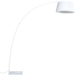 Stehlampe Weiß Metall 188 cm Stoffschirm Marmorfuß langes Kabel mit Schalter Bogenlampe Modernes Design
