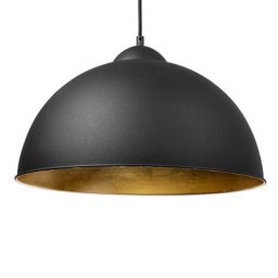 Hängeleuchte Schwarz und Gold Metall Halbkugel Industrie Look für Wohn- Schlaf- und Esszimmer