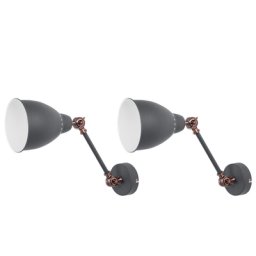 Wandleuchte 2er Set Graphitgrau und Kupfer Metall mit Schwenkarm verstellbar Glockenförmig Modernes Design Wohnzimmer Schlafzimmer Flur Diele