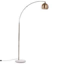 Stehlampe Messing Metall 210 cm verstellbarer Schirm Marmorfuß Kabel mit Schalter Bogenlampe Industrie Look