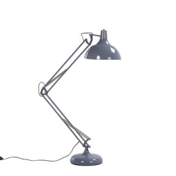 Stehlampe Grau Metall 175 cm höhenverstellbar mit Schirm in Trichterform langes Kabel mit Schalter Modernes Design