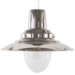 Hängeleuchte Silber Metall Transparent Glas mit Schirm in Trichterform Industrie Look
