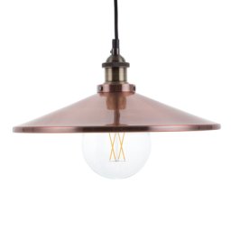 Hängeleuchte Kupfer und Messing Metall mit Schirm in Trichterform Retro Stil