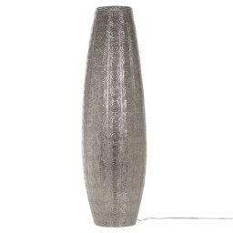 Stehlampe Silber Metall 85 cm Säulenform Marokkanisches Design Langes Kabel mit Schalter Boho Stil Laternenform Orientalisch Wohnzimmer