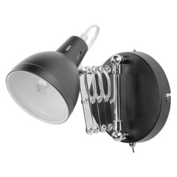 Wandleuchte Schwarz Metall mit Ziehharmonika Arm verstellbarer Schirm Glockenförmig Industrie Look