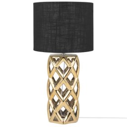 Tischlampe Gold Keramik 71 cm Stoffschirm Trommelform Schwarz Vasenform Geometriches Design Kabel mit Schalter Moderner Minimalistischer Stil