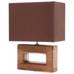 Tischlampe Gold Porzellanfuß durchbrochen Stoffschirm Braun langes Kabel mit Schalter Modern Glamourös