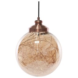 Hängeleuchte Kupfer/Gold 150 x 23 cm aus Glas und Metall Schirm in Kugelform Wohnzimmer Schlafzimmer Küche Flur Moderner Stil