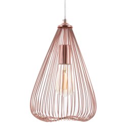 Hängeleuchte Kupfer Metall Schirm mit Gitter Glühbirnen-Optik Trichterform Industrie Look für Wohnzimmer Esszimmer Flur