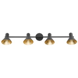 Wandleuchte Schwarz und Gold Metall lang 4-flammig verstallbar Trichterform Industrie Look Moderne Deckenleuchte