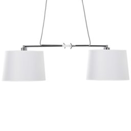 Hängeleuchte Weiß Metall 2-flammig Stoffschirme in Trommelform Minimalistisches Design Vintage Stil für Wohn- Schlaf- und Esszimmer