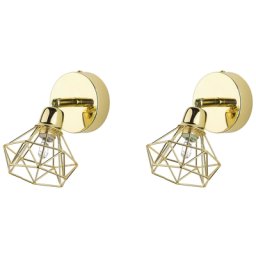 Wandleuchte Gold Metall 2er Set verstallbar Diamant Form Industrie Look Moderne Wandlampe