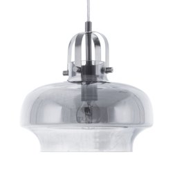 Hängeleuchte Grau Rauchglas und Metall mit Schirm in Glockenform Industrielles Design