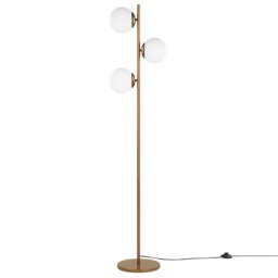 Stehlampe Gold Metall 153 cm 3-flammig Schirme aus Glas in Kugelform Kabel mit Schalter Modernes Design