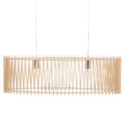 Hängeleuchte Braun/ heller Holzfarbton 124 cm aus MDF-Platte und Metall Schirm aus Streben Moderner Stil