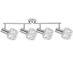 Deckenleuchte Silber Metall 4-flammig bewegliche Arme verstallbar Industrie Look Moderne Wandleuchte