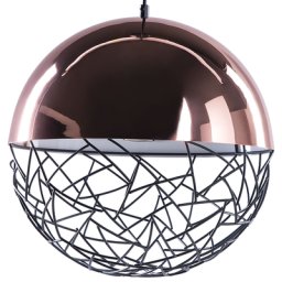 Hängeleuchte Kupfer Metall Schirm in Kugelform mit Netz-Optik in Schwarz Minimalistischer Stil