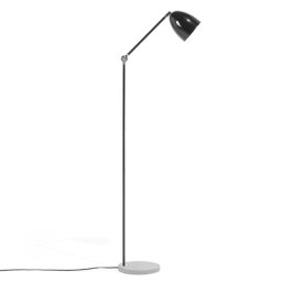 Stehlampe Schwarz Metall 164 cm Betonfuß Arm und Schirm verstellbar langes Kabel mit Schalter Industrie Look