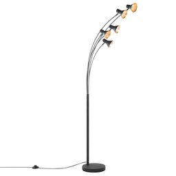 Stehlampe Schwarz Metall 205 cm 5-flammig verstellbare Schirme langes Kabel mit Schalter Bogenlampe Industrie Design