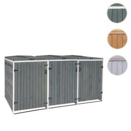 XL 3er-/6er-Mülltonnenverkleidung HWC-H74, Mülltonnenbox, erweiterbar 126x238x98cm Holz FSC ~ Variantenangebot