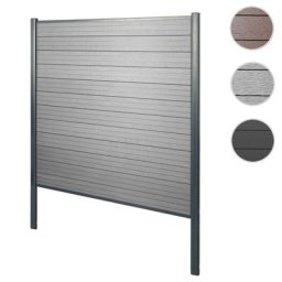 WPC-Sichtschutz Sarthe, Windschutz Zaun, Alu-Pfosten zum Einbetonieren ~ Variantenangebot