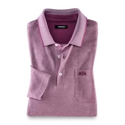 Walbusch Herren Poloshirts Extraglatt Pima-Cotton Lila einfarbig wärmend