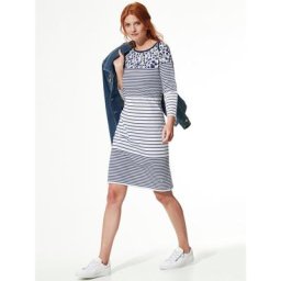 Walbusch Damen Ringelkleid la Ville gemustert Blume Marine