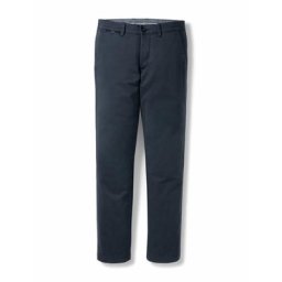 Walbusch Herren Bügelfrei-Chinohose Regular Fit Blau einfarbig flexibler Bund wärmend