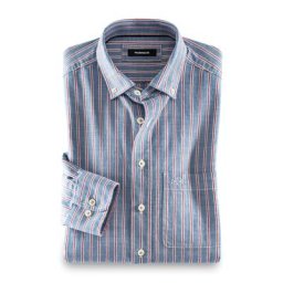 Walbusch Herren Hemd Chambray Hemd gestreift Streifen Blau