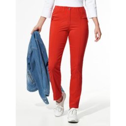 Walbusch Damen Ultrastretch Bengaline Hose einfarbig Karminrot