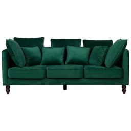 Sofa Grün Samtstoff 3-Sitzer Elegant Skandinavisch Zierkissen Wohnzimmer