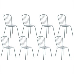 Gartenstuhl 8er Set Hellblau Metall Modern-Optik Gartenmöbel Terrasse Garten Patio