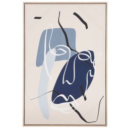 Leinwandbild Blau / Beige mit Gesichtszeichnung Canvas MDF-Platte 63 x 93 cm rechteckige Wanddekoration Schlafzimmer Wohnzimmer Modern