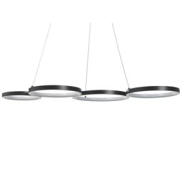 Hängelampe LED Schwarz Aluminium 4 Ringe Pendelleuchte für Esszimmer für Schlafzimmer für Wohnzimmer 130 cm