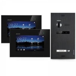 Video Türsprechanlage BALTER EVO 2-Draht BUS Komplettsystem für 1-Familienhaus mit 2x7"" Monitor in Schwarz (Türstation Farbe : Silber)