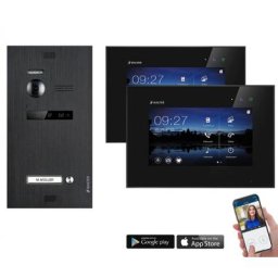 Video Türsprechanlage BALTER EVO 2-Draht BUS-WIFI Komplettsystem für 1-Familienhaus mit 2x7"" Monitor in Schwarz (Türstation Farbe : Anthrazitgrau)
