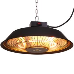Deckenheizstrahler Schwarz Aluminium Elektro Halogen Infrarot 1500 Watt mit Überhitzungsschutz Kabel Deckenmontage Outdoor Außenbereich Balkon