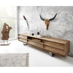 DELIFE Lowboard Eloi 200x40 cm Natur Exotic Wood 1 Fach 5 Schübe, Lowboards
