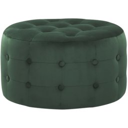 Pouf Dunkelgrün Samtstoff Knopfversteppung Rund Modern Elegant für Wohnzimmer für Schlafzimmer